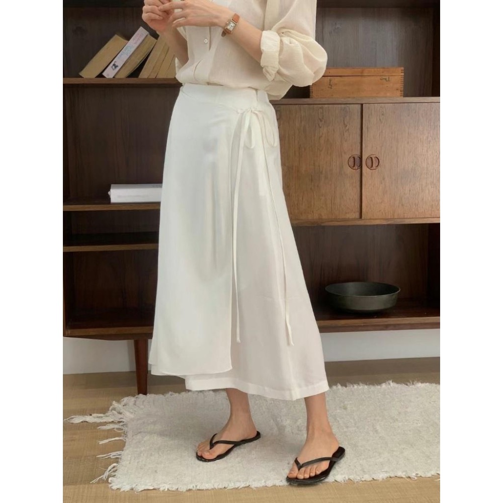 [25S0304]🇰🇷正韓空運(現貨+預購)/韓國代購/東大門APM/早春新品/不規則圍裙綁帶垂墜長裙(三色)-細節圖6