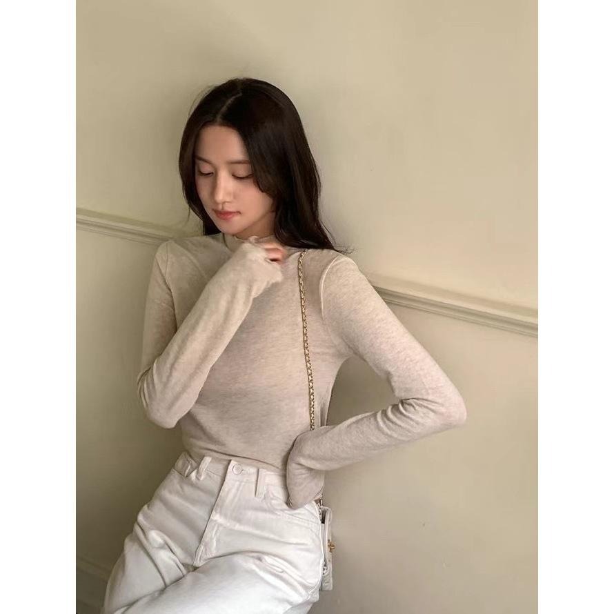 [24W1207]🇰🇷正韓空運(現貨+預購)/韓國代購/韓國直送/百搭包色款親膚小高領荷葉邊羊毛打底上衣(五色)-細節圖2