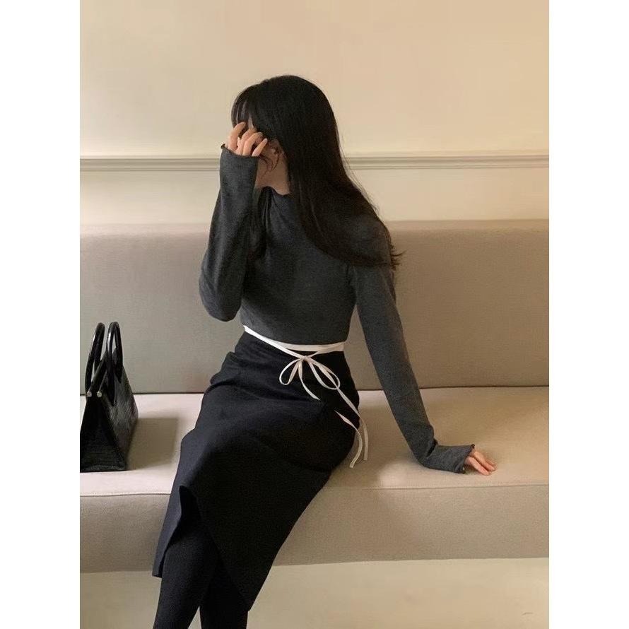 [24W1207]🇰🇷正韓空運(現貨+預購)/韓國代購/韓國直送/百搭包色款親膚小高領荷葉邊羊毛打底上衣(五色)-細節圖4