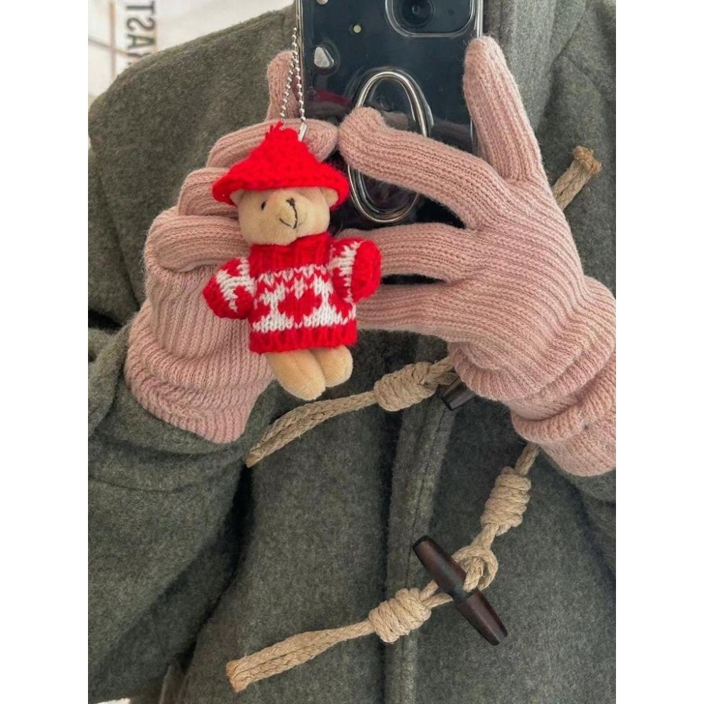 🎄正韓空運(現貨+預購)/韓國代購/秋冬新品/可愛帽帽小熊吊飾(三色)-細節圖2