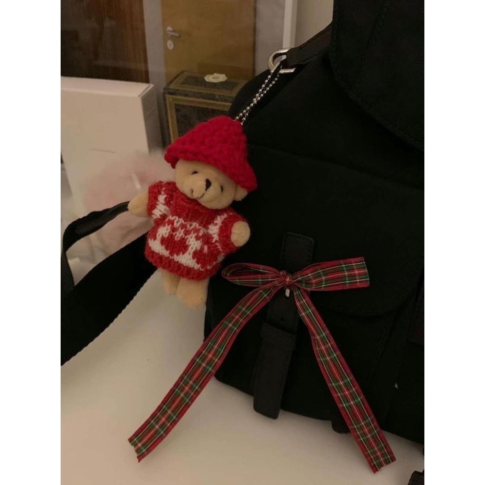 🎄正韓空運(現貨+預購)/韓國代購/秋冬新品/可愛帽帽小熊吊飾(三色)-細節圖3