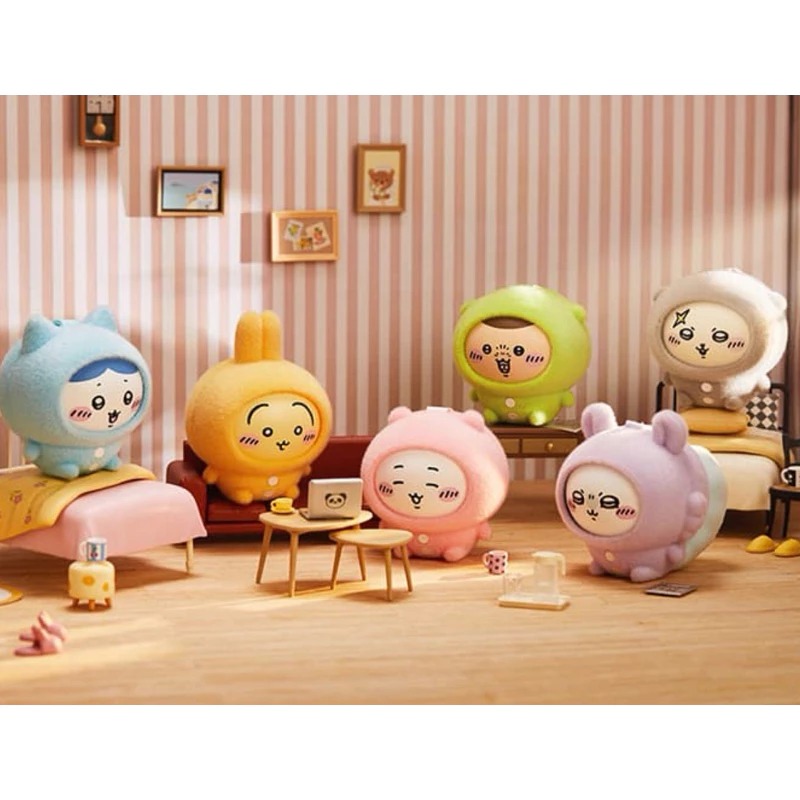 ♋♋全新未拆 一中盒6款 MINISO 名創優品 吉伊卡哇 Chiikawa 系列睡衣換臉變臉盲盒掛件-細節圖2