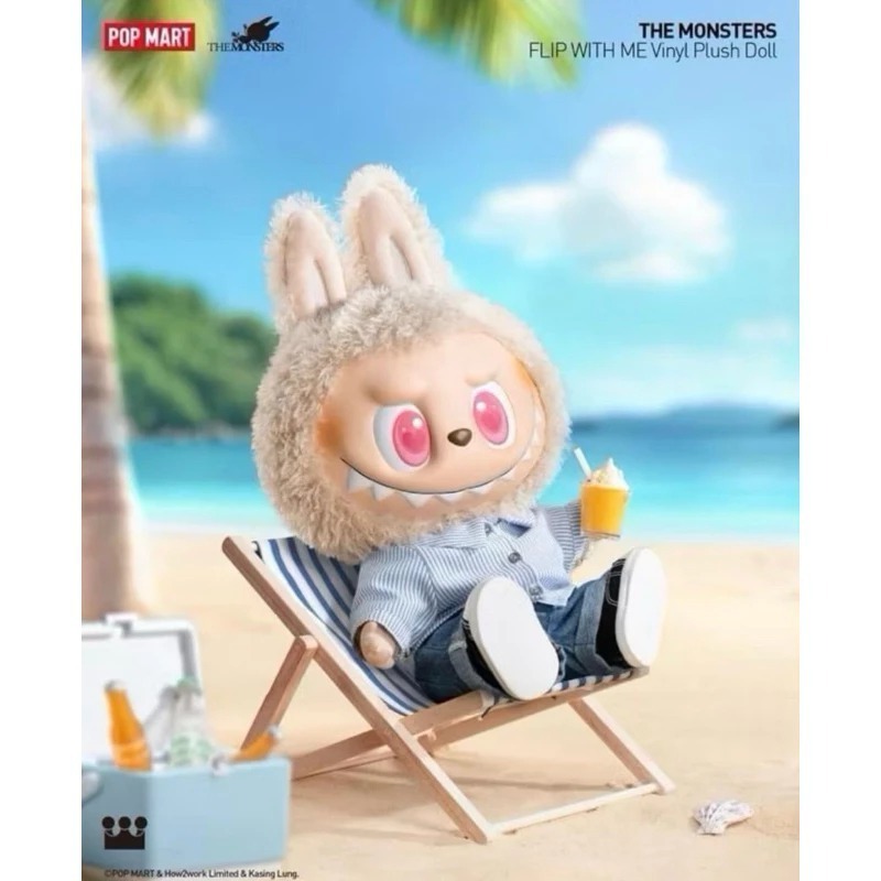 ♋現貨♋全新未拆正品 POP MART 泡泡瑪特 夏日浪 拉布布 LABUBU FLIP WITH ME 搪膠毛絨公仔-細節圖5