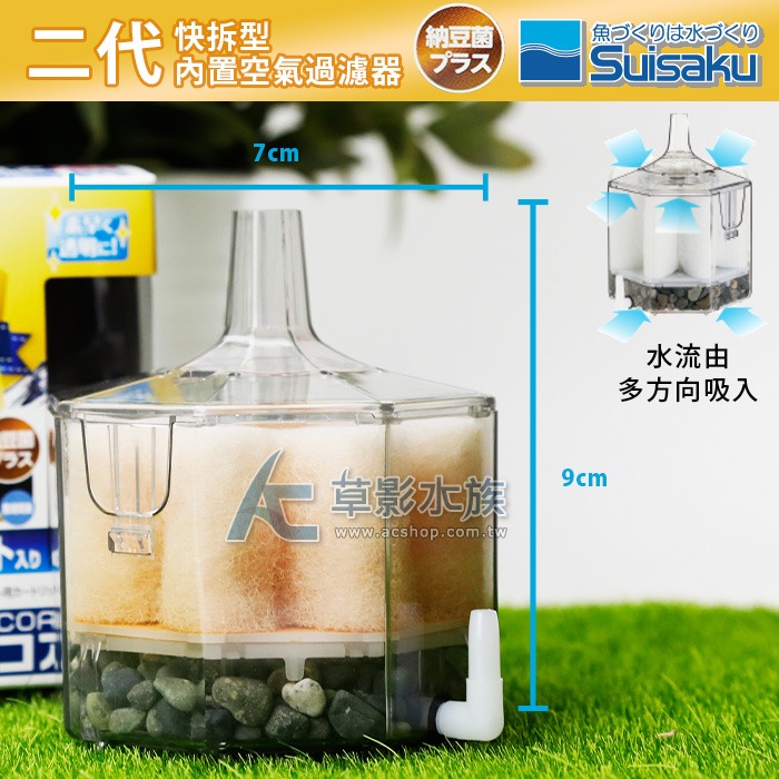 【AC草影】Suisaku 水作 二代快拆型 內置空氣過濾器（S/納豆菌）替換棉【一盒】-細節圖3