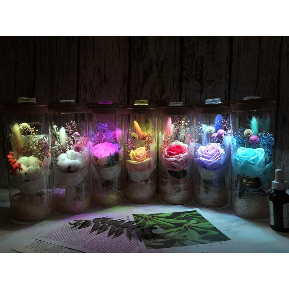 🔥現貨🔥永生玫瑰 燈瓶 乾燥花 七彩燈瓶 許願瓶 瓶中花 玫瑰 滿天星 情人節 畢業花束 畢業禮物 聖誕節 禮物-細節圖9