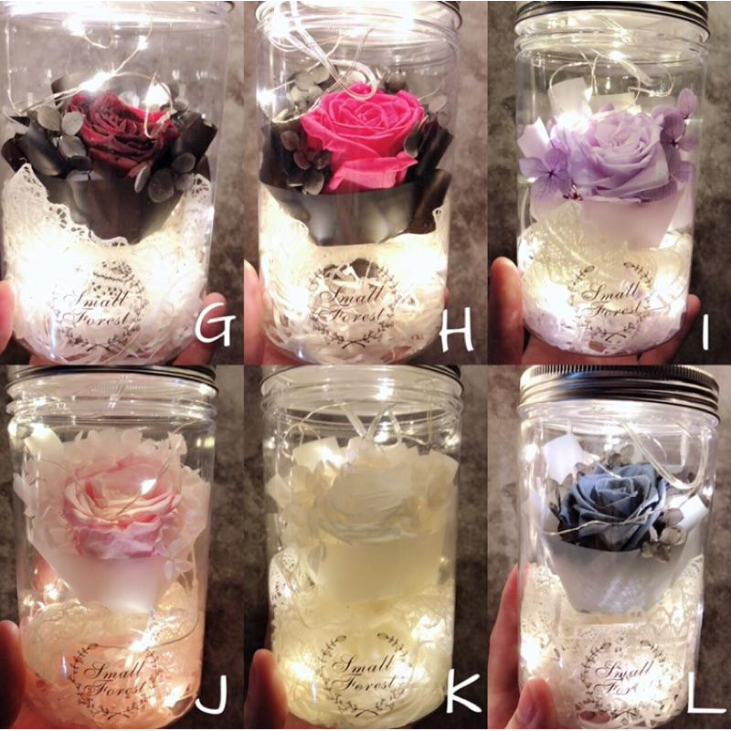 永生玫瑰花 乾燥花 聖誕節 情人節 兔尾草 禮物 玫瑰 卡斯比亞 花罐 禮盒 LED燈串 婚禮小物 畢業花束 畢業禮物-細節圖2