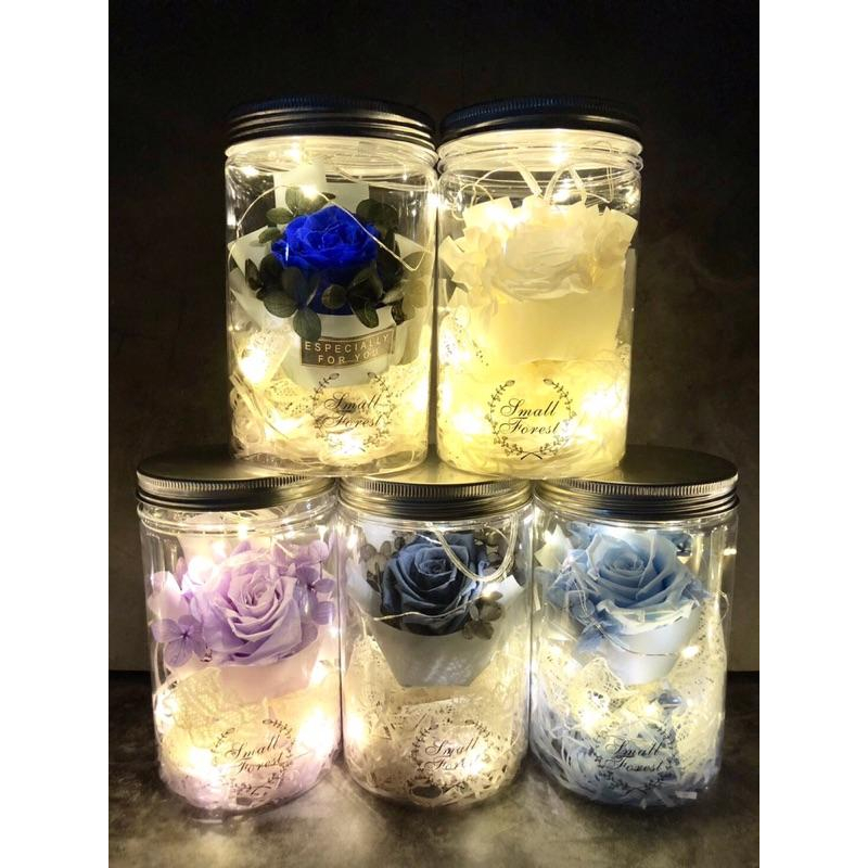 永生玫瑰花 乾燥花 聖誕節 情人節 兔尾草 禮物 玫瑰 卡斯比亞 花罐 禮盒 LED燈串 婚禮小物 畢業花束 畢業禮物-細節圖5