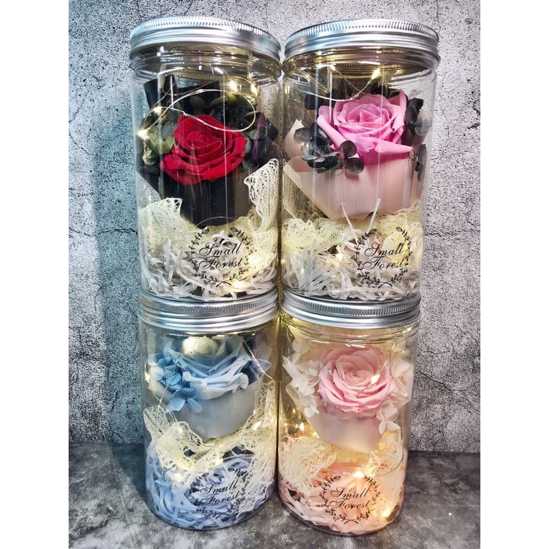 永生玫瑰花 乾燥花 聖誕節 情人節 兔尾草 禮物 玫瑰 卡斯比亞 花罐 禮盒 LED燈串 婚禮小物 畢業花束 畢業禮物-細節圖7