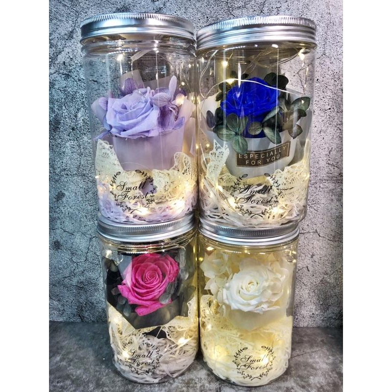 永生玫瑰花 乾燥花 聖誕節 情人節 兔尾草 禮物 玫瑰 卡斯比亞 花罐 禮盒 LED燈串 婚禮小物 畢業花束 畢業禮物-細節圖8