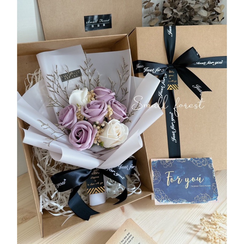 香皂花 玫瑰花 香皂玫瑰 禮盒 花束 乾燥花 乾燥花束 滿天星 伴娘禮 生日禮物 畢業花束 情人節-細節圖2