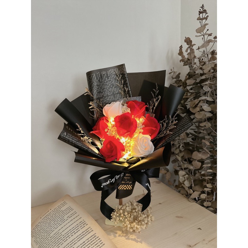 香皂花 玫瑰花 香皂玫瑰 禮盒 花束 乾燥花 乾燥花束 滿天星 伴娘禮 生日禮物 畢業花束 情人節-細節圖4