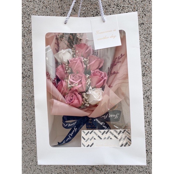 香皂花 玫瑰花 香皂玫瑰 禮盒 花束 乾燥花 乾燥花束 滿天星 伴娘禮 生日禮物 畢業花束 情人節-細節圖9