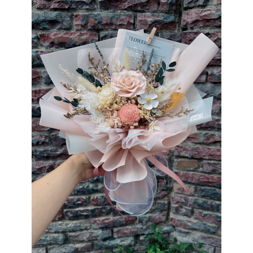 乾燥花束 玫瑰 情人節 花束 生日禮物 畢業花束 索拉花 永生花 母親節-細節圖2