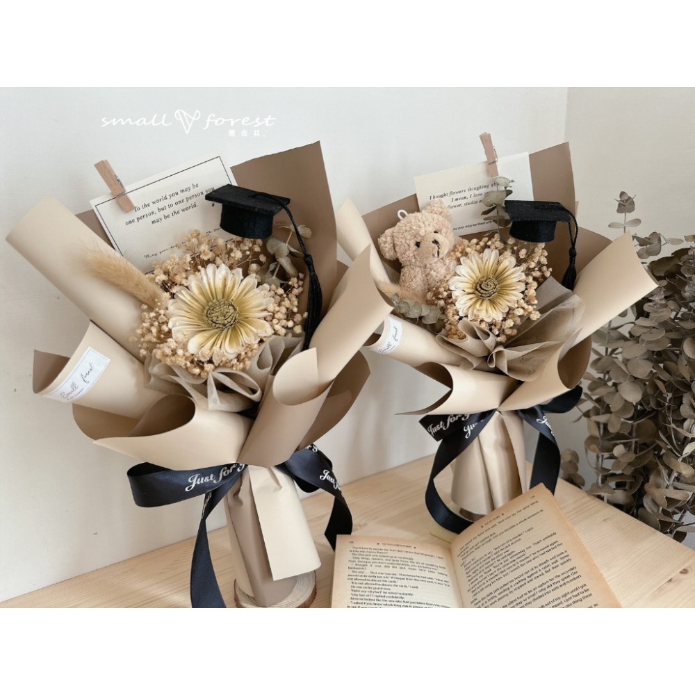 畢業熊花束 玫瑰花 花束 乾燥花 生日禮物 畢業花束 情人節 母親節 送禮-細節圖2