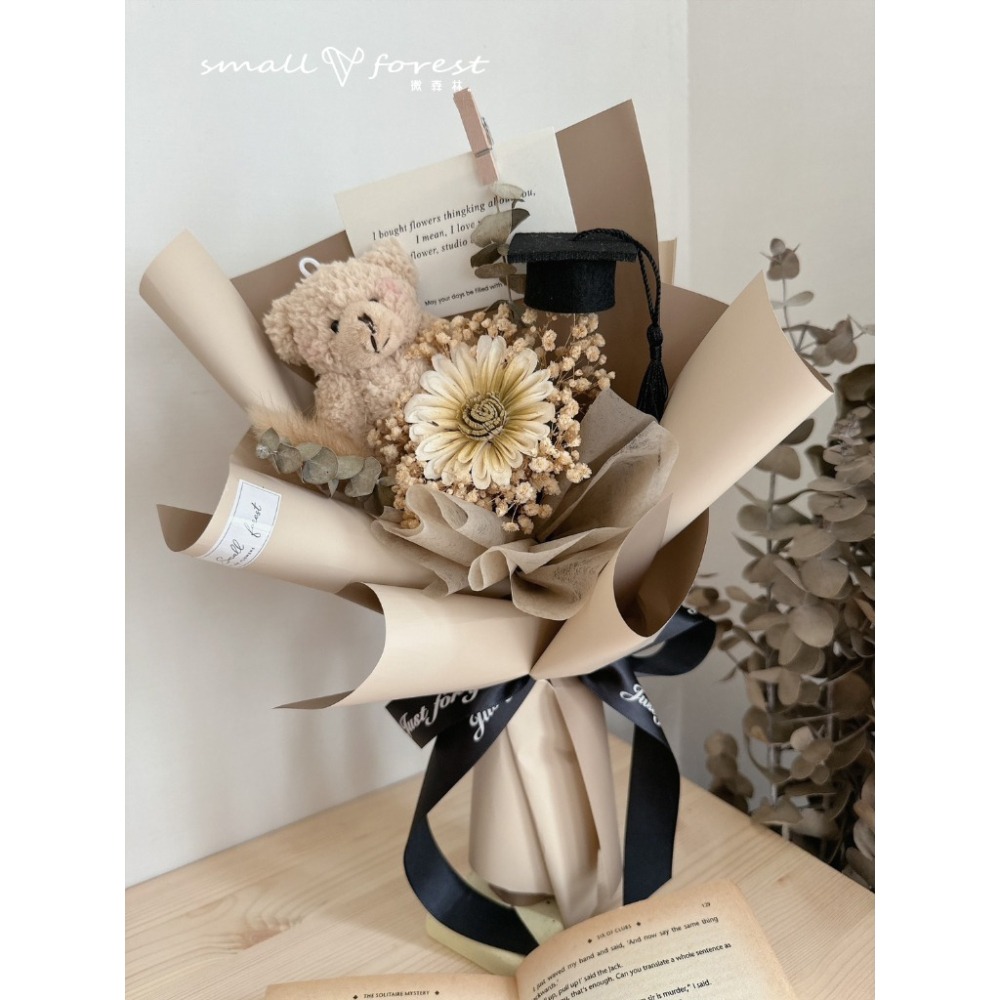 畢業熊花束 玫瑰花 花束 乾燥花 生日禮物 畢業花束 情人節 母親節 送禮-細節圖5