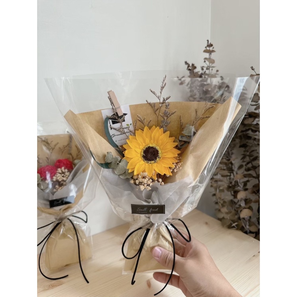 向日葵 康乃馨  木棉花 松果 花束 乾燥花 生日禮物 畢業花束 情人節 母親節 送禮 聖誕花束-細節圖7