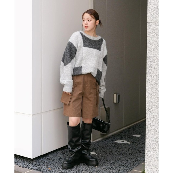 ：常花二手：🇯🇵 KBF ✿ 溫柔大色塊格紋針織毛衣（實拍照請看下方商品說明欄）日牌正品 現貨-細節圖2