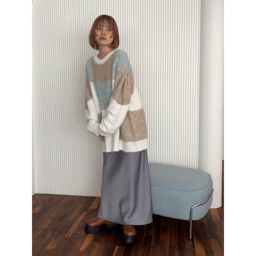 ：常花二手：🇯🇵 KBF ✿ 溫柔大色塊格紋針織毛衣（實拍照請看下方商品說明欄）日牌正品 現貨-細節圖8