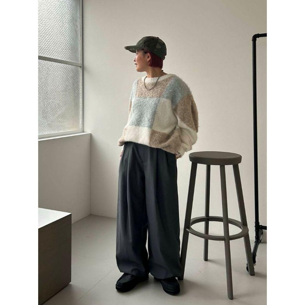 ：常花二手：🇯🇵 KBF ✿ 溫柔大色塊格紋針織毛衣（實拍照請看下方商品說明欄）日牌正品 現貨-細節圖9