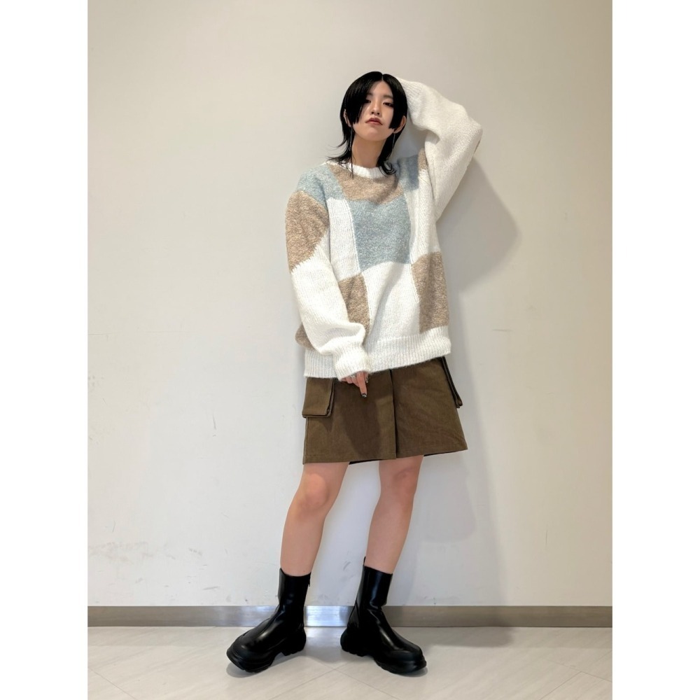 ：常花二手：🇯🇵 KBF ✿ 溫柔大色塊格紋針織毛衣（實拍照請看下方商品說明欄）日牌正品 現貨-細節圖11