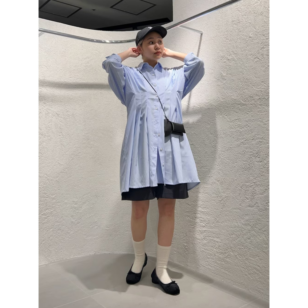 ：常花二手：🇯🇵 KBF ✿ 特殊抓腰造型條紋長版襯衫（實拍照請看下方商品說明欄）日牌正品 現貨-細節圖8