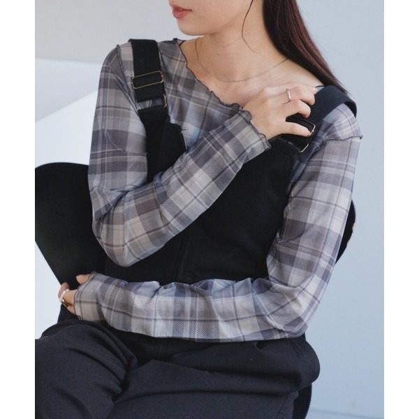 ：常花二手：🇯🇵 Kastane ✿ 學院風格紋透膚上衣（實拍照請看下方商品說明欄）日牌正品 現貨-規格圖9