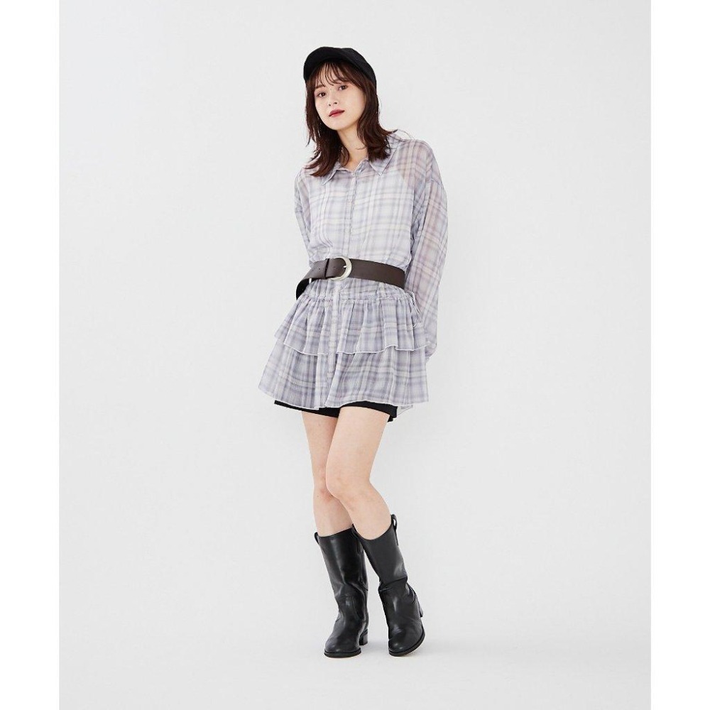 ：常花二手：🇯🇵 mystic ✿ 透膚格紋蛋糕層次襯衫（實拍照請看下方商品說明欄）日牌正品 現貨-細節圖7