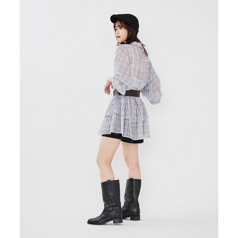 ：常花二手：🇯🇵 mystic ✿ 透膚格紋蛋糕層次襯衫（實拍照請看下方商品說明欄）日牌正品 現貨-細節圖9