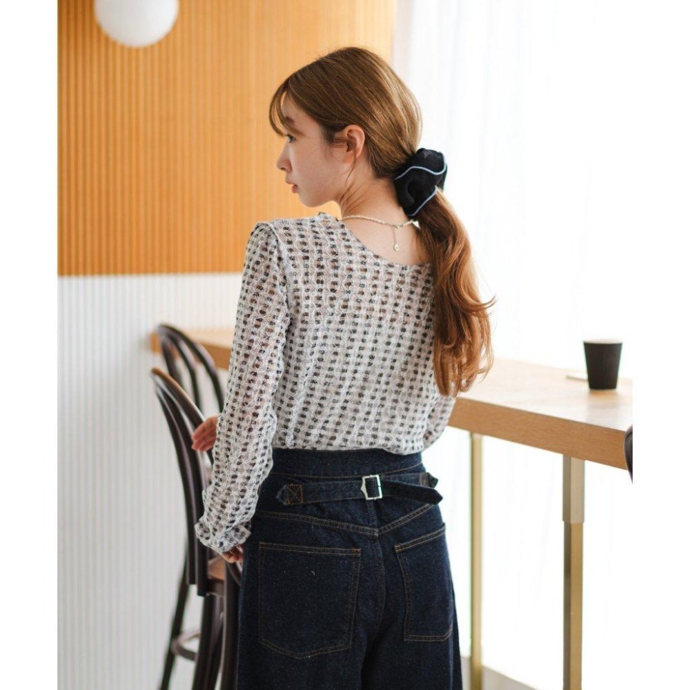 ：常花二手：🇯🇵 Kastane ✿ 雙面穿透膚立體格紋上衣（實拍照請看下方商品說明欄）日牌正品 現貨-細節圖4