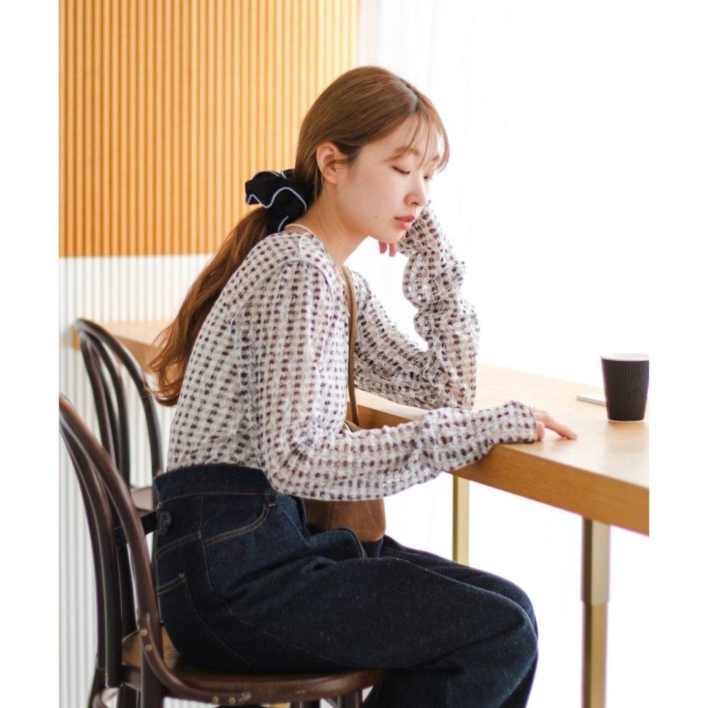 ：常花二手：🇯🇵 Kastane ✿ 雙面穿透膚立體格紋上衣（實拍照請看下方商品說明欄）日牌正品 現貨-細節圖5