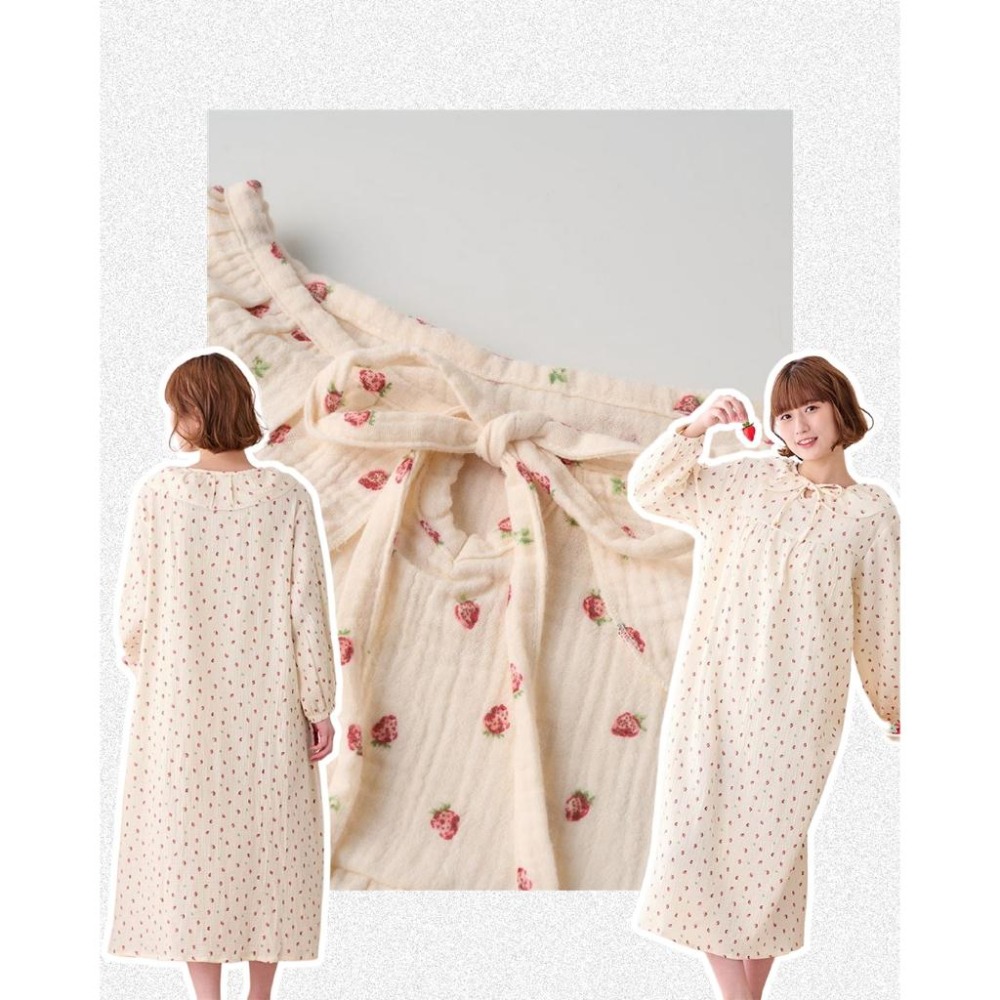 ：常花日本代購：🇯🇵（部分現貨！）100%純棉 可愛大翻領草莓洋裝居家服 睡衣（請先詳閱下方購買須知）-細節圖3