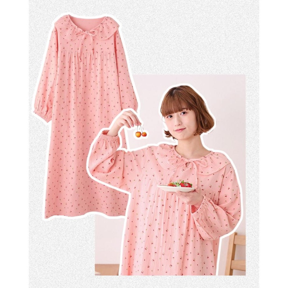 ：常花日本代購：🇯🇵（部分現貨！）100%純棉 可愛大翻領草莓洋裝居家服 睡衣（請先詳閱下方購買須知）-細節圖4