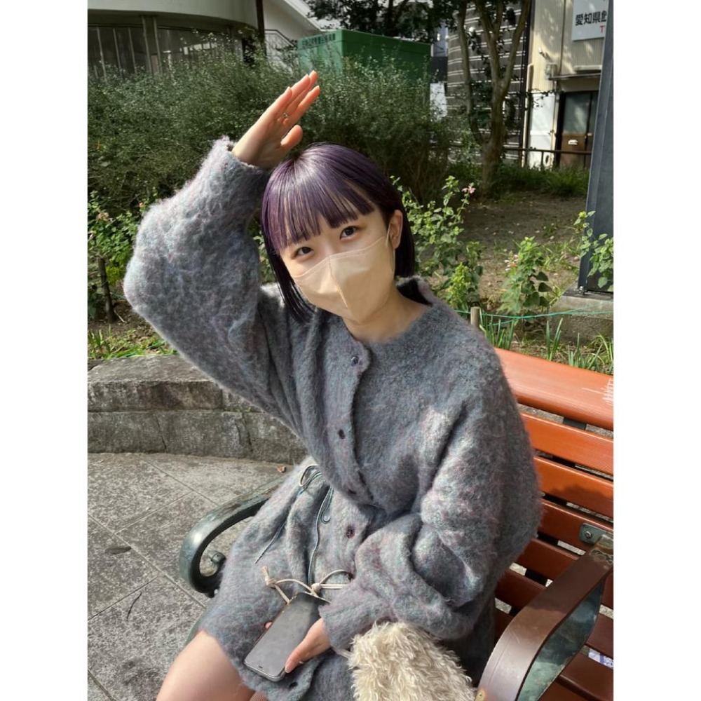 ：常花二手：🇯🇵 Kastane ✿ 藍紫混色針織毛毛長版外套（實拍照請看下方商品說明欄）＃日牌正品-細節圖3