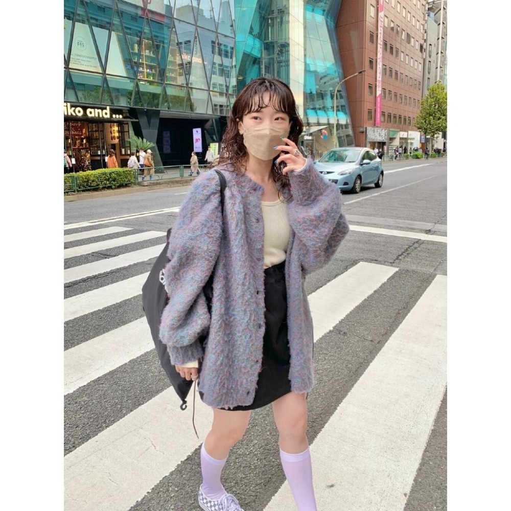 ：常花二手：🇯🇵 Kastane ✿ 藍紫混色針織毛毛長版外套（實拍照請看下方商品說明欄）＃日牌正品-細節圖7