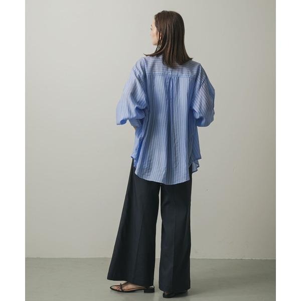 ：常花二手：🇯🇵 SENSE OF PLACE ✿ 澎袖條紋透膚襯衫（實拍照請看下方商品說明欄）日牌正品 現貨-細節圖6