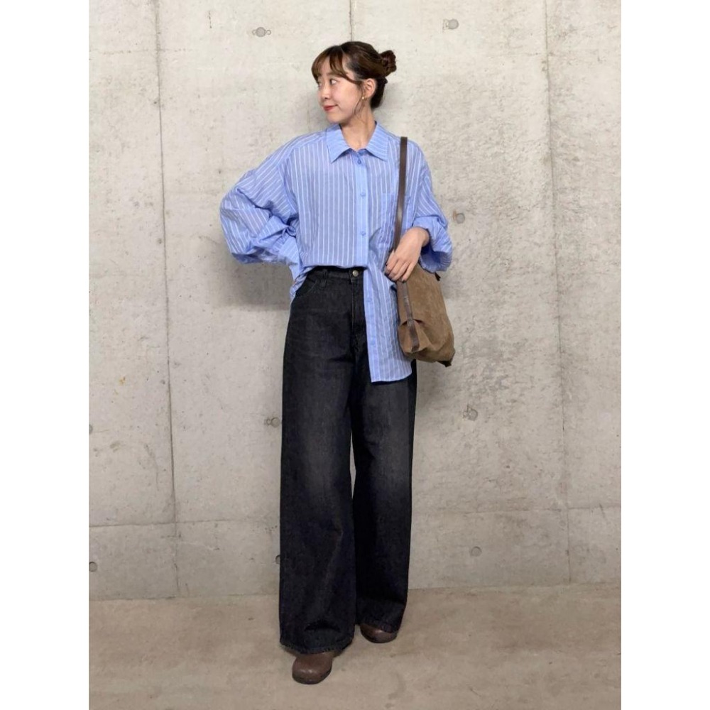 ：常花二手：🇯🇵 SENSE OF PLACE ✿ 澎袖條紋透膚襯衫（實拍照請看下方商品說明欄）日牌正品 現貨-細節圖7