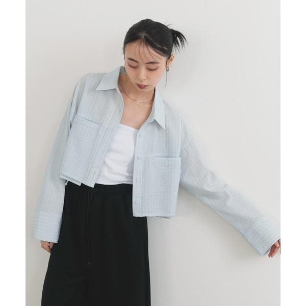 ：常花二手：🇯🇵 LIAN ✿ 寬袖條紋短版襯衫（實拍照請看下方商品說明欄）日牌正品 現貨-細節圖2