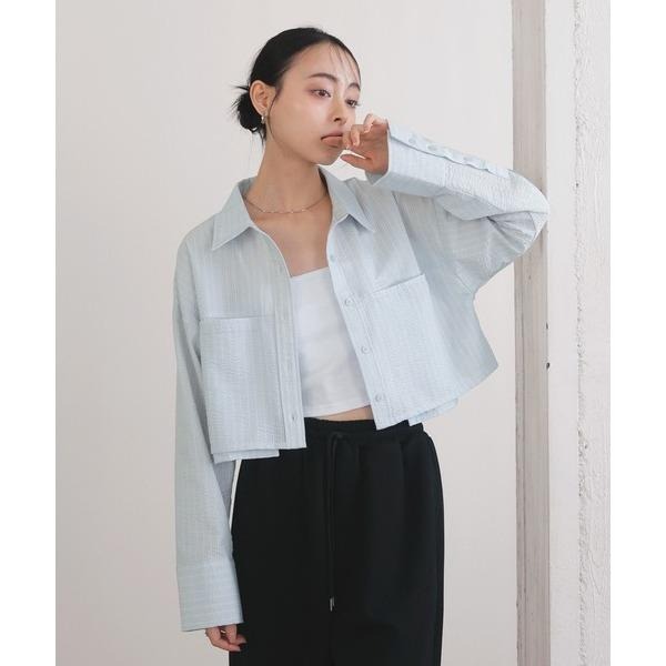 ：常花二手：🇯🇵 LIAN ✿ 寬袖條紋短版襯衫（實拍照請看下方商品說明欄）日牌正品 現貨-細節圖4