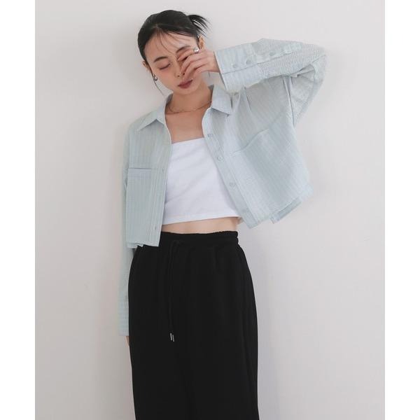 ：常花二手：🇯🇵 LIAN ✿ 寬袖條紋短版襯衫（實拍照請看下方商品說明欄）日牌正品 現貨-細節圖8