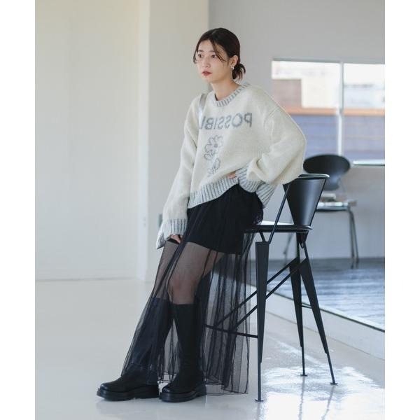 常花二手：🇯🇵 Kastane ✿ 撞色滾邊文字插圖短版毛衣（實拍照請看下方商品說明欄）日牌正品 現貨-細節圖3