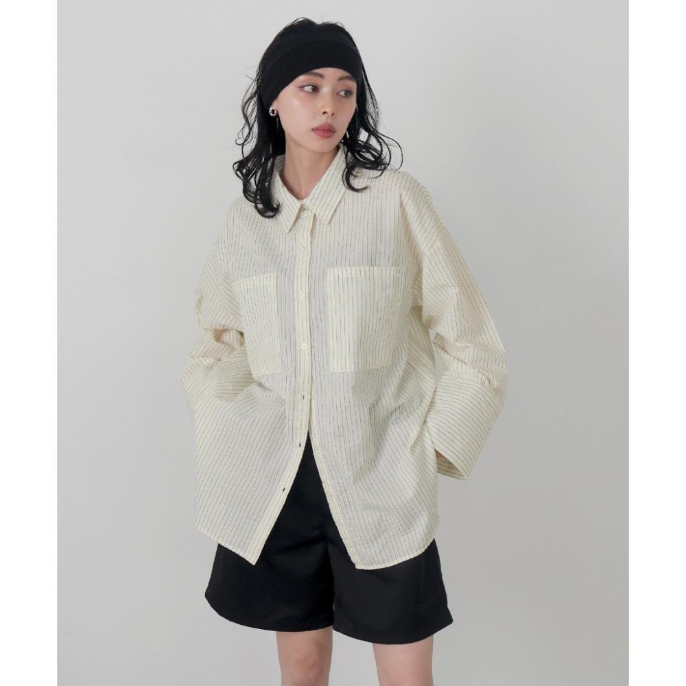 常花二手：🇯🇵 LIAN ✿ 寬袖挺版條紋襯衫（實拍照請看下方商品說明欄）日牌正品 現貨-細節圖2