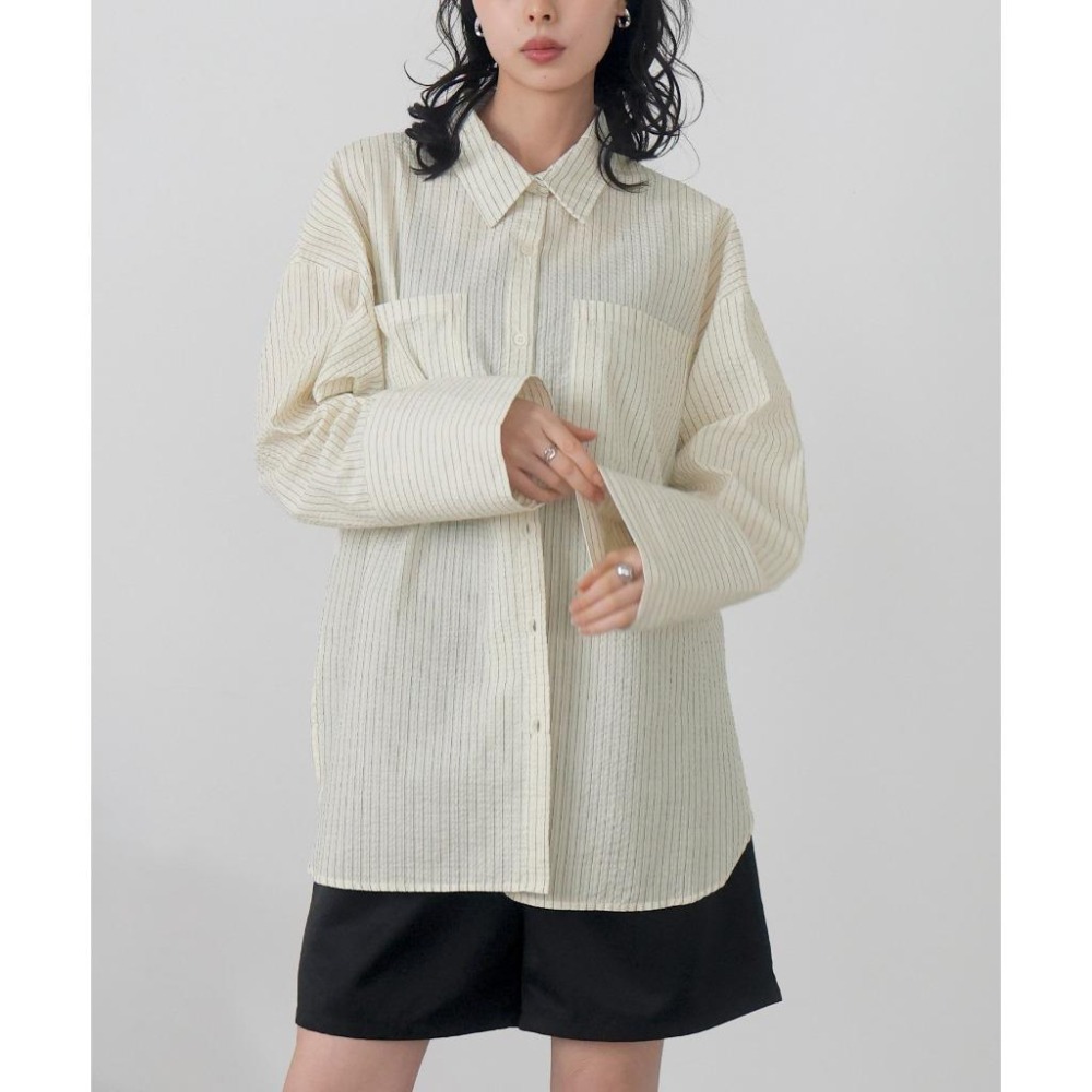 常花二手：🇯🇵 LIAN ✿ 寬袖挺版條紋襯衫（實拍照請看下方商品說明欄）日牌正品 現貨-細節圖4