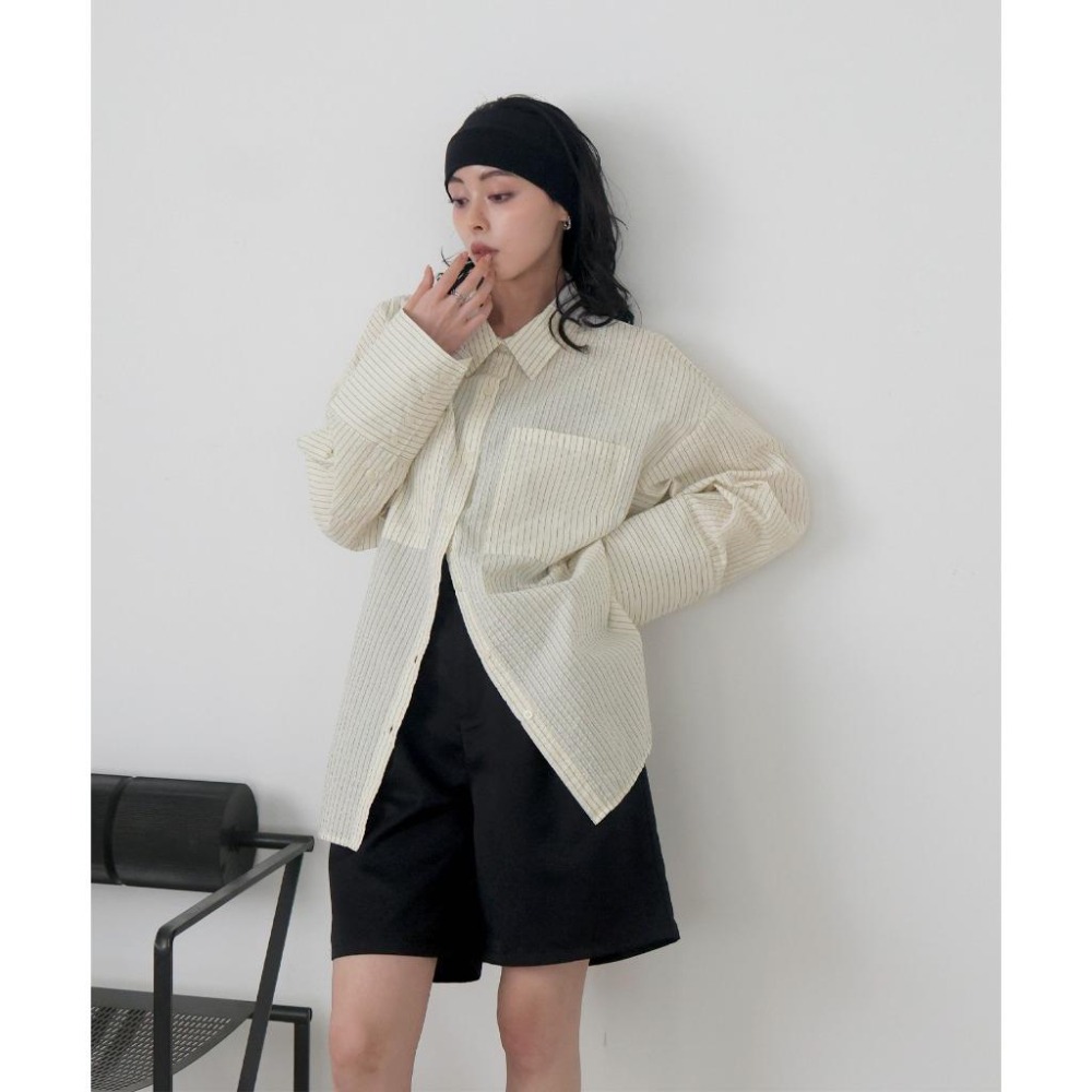 常花二手：🇯🇵 LIAN ✿ 寬袖挺版條紋襯衫（實拍照請看下方商品說明欄）日牌正品 現貨-細節圖5