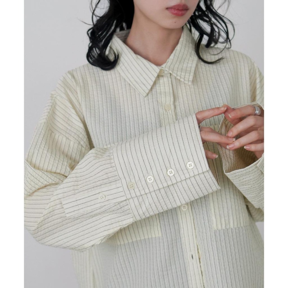 常花二手：🇯🇵 LIAN ✿ 寬袖挺版條紋襯衫（實拍照請看下方商品說明欄）日牌正品 現貨-細節圖8