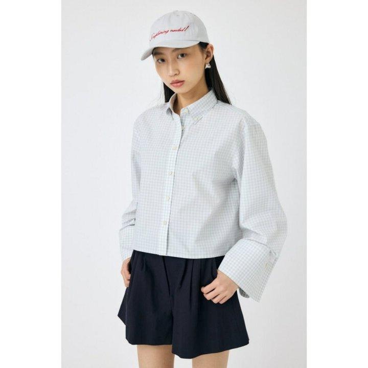 常花二手：🇯🇵 MOUSSY ✿ 寬袖格紋短版襯衫（實拍照請看下方商品說明欄）日牌正品 現貨-細節圖3