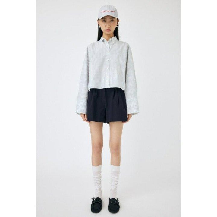 常花二手：🇯🇵 MOUSSY ✿ 寬袖格紋短版襯衫（實拍照請看下方商品說明欄）日牌正品 現貨-細節圖5