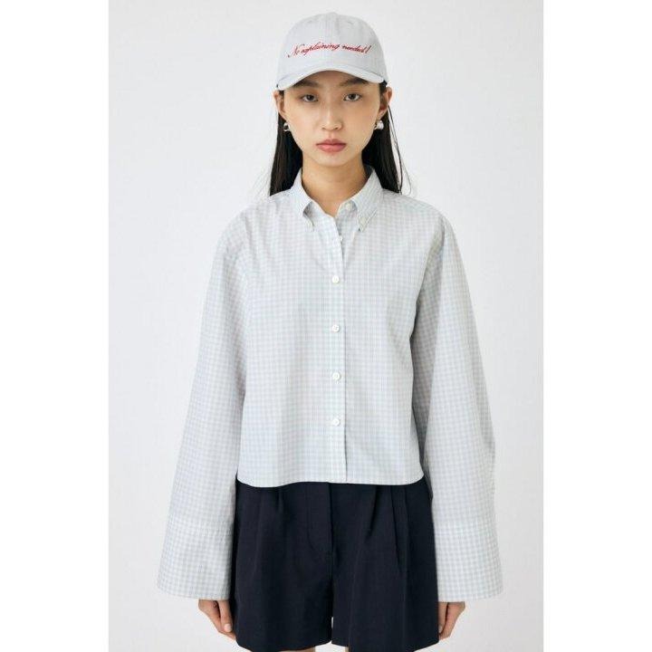 常花二手：🇯🇵 MOUSSY ✿ 寬袖格紋短版襯衫（實拍照請看下方商品說明欄）日牌正品 現貨-細節圖6