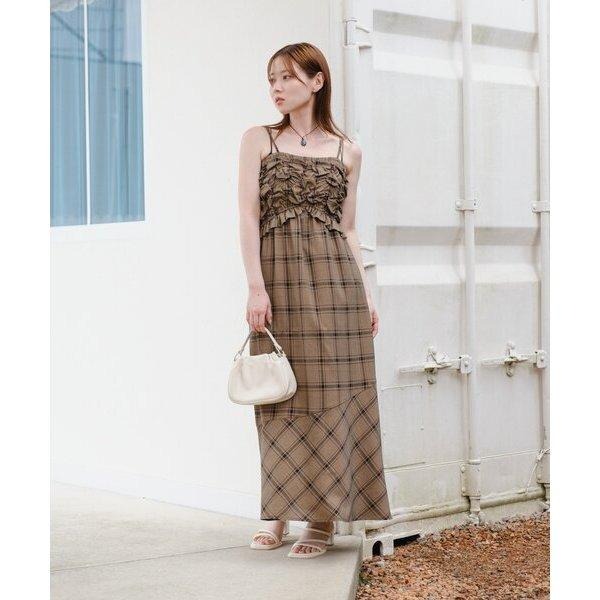 ：常花二手：🇯🇵 Kastane ✿ 胸口抓皺格紋魚尾吊帶洋裝（實拍照請看下方商品說明欄）日牌正品 現貨-細節圖3