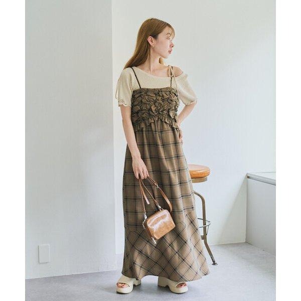 ：常花二手：🇯🇵 Kastane ✿ 胸口抓皺格紋魚尾吊帶洋裝（實拍照請看下方商品說明欄）日牌正品 現貨-細節圖4