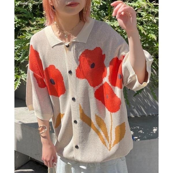 ：常花二手：🇯🇵 CIAOPANIC ✿ 夏日插畫花朵針織外套（實拍照請看下方商品說明欄）日牌正品 現貨-細節圖5